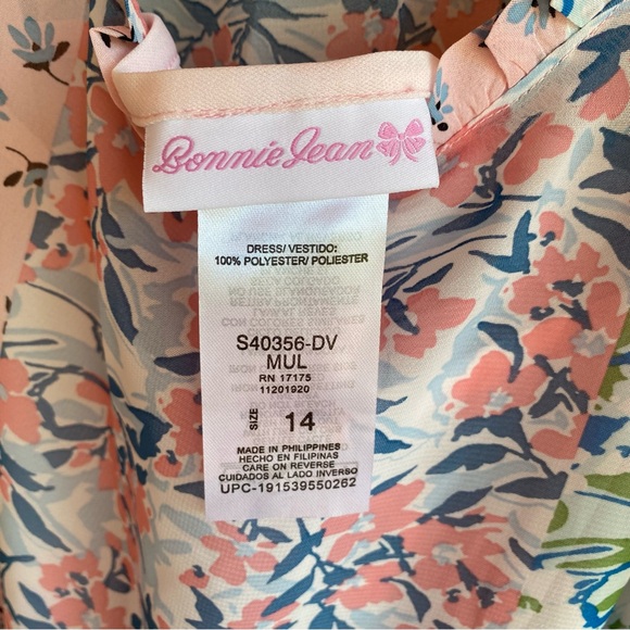 Bonnie Jean Pink and Blue Floral Kids Casual Dress - Picture 6 of 10